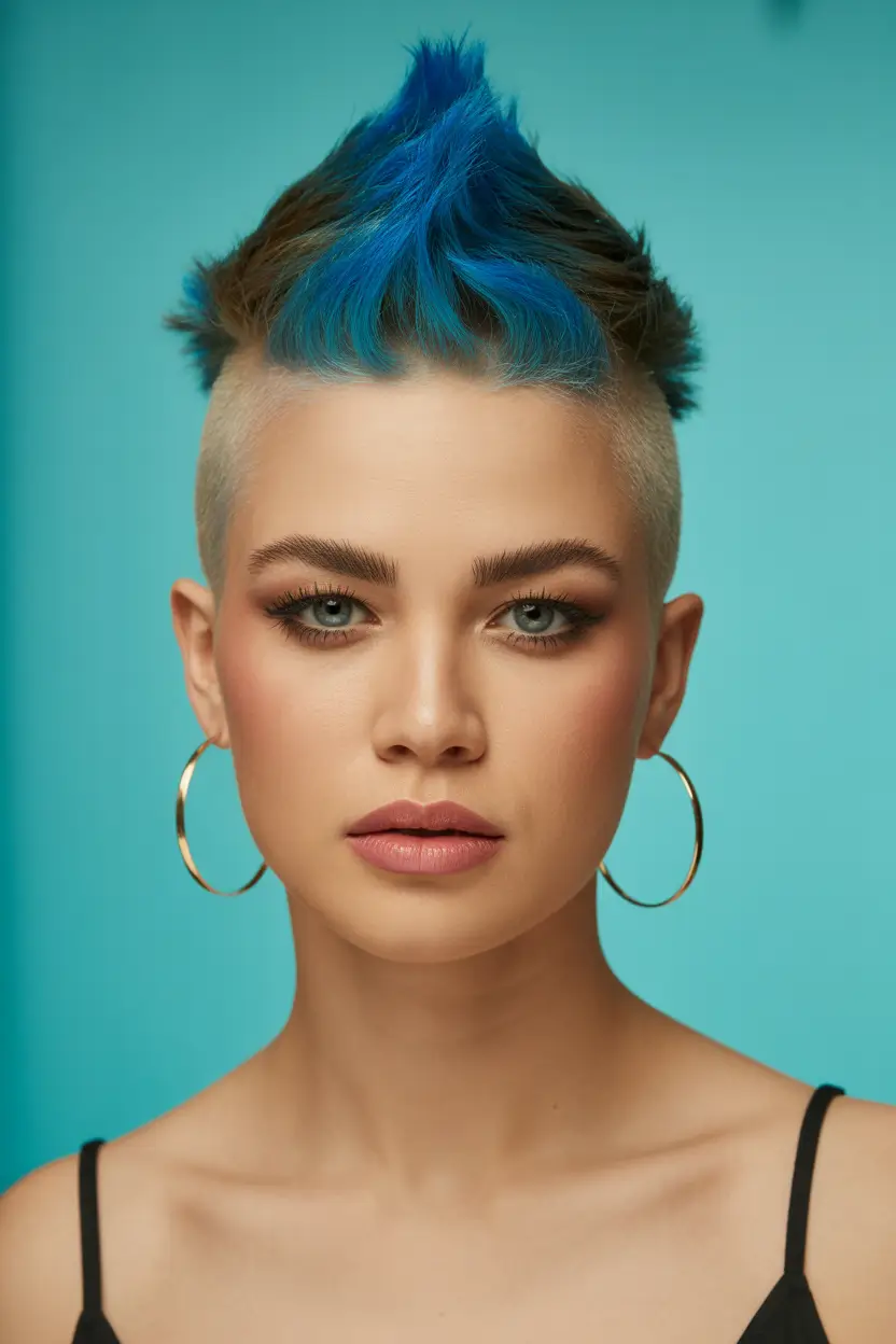 spring short haircut Electric Blue Textured Undercut With Spiked Top