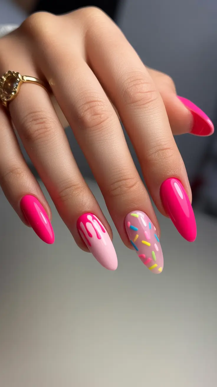 22 easter nails color ideas 2026 Bright Candy Sprinkle Easter Nails