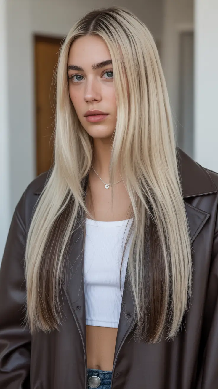spring long haircut Ultra Long Icy Blonde Precision Cut