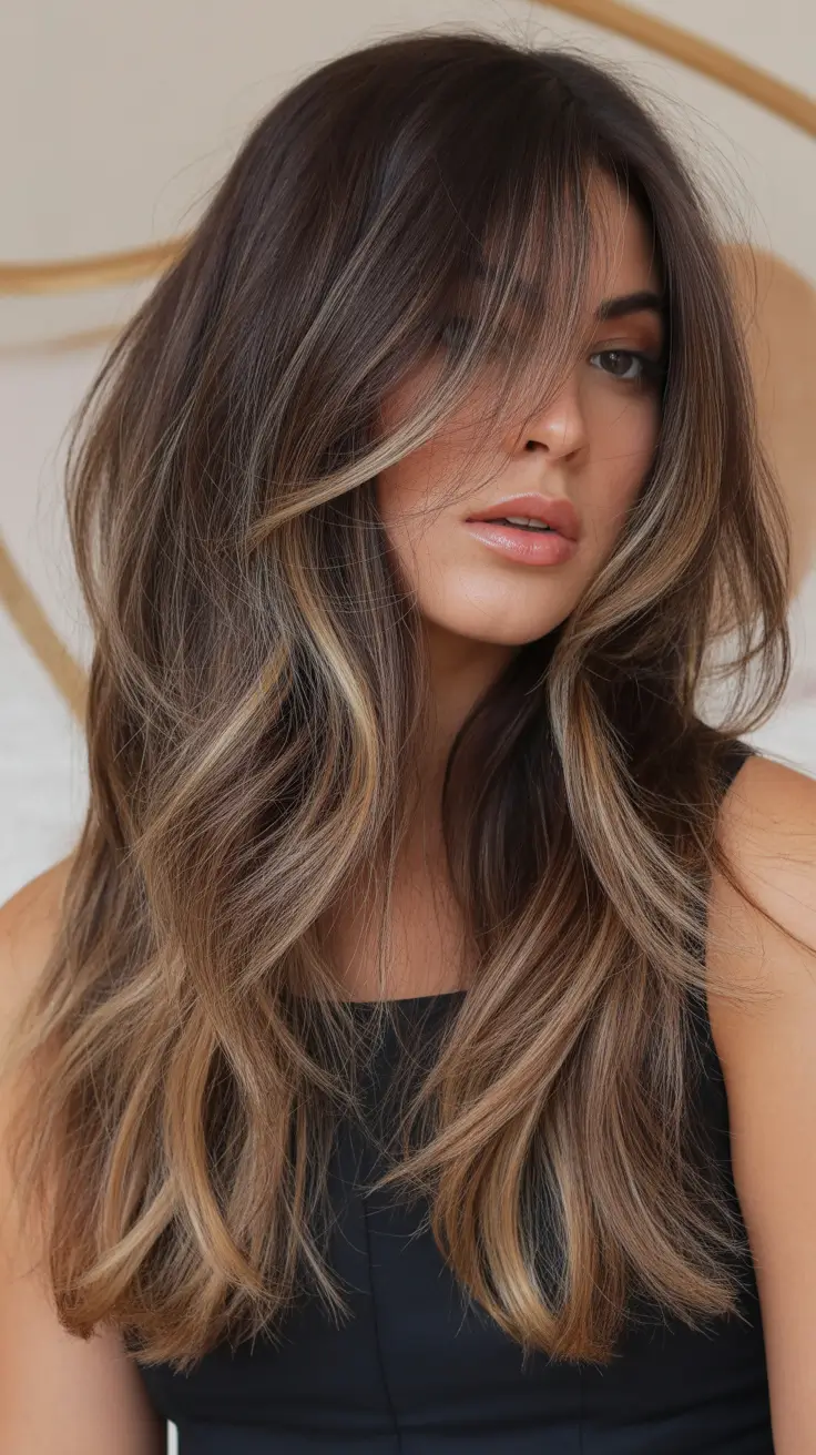 spring long haircut Soft Bronde Butterfly Layers With Face Framing Lift