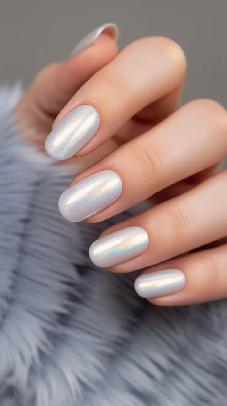 spring nails for pale skin Pearl Glazed Chrome Nails With Soft Iridescent Shine