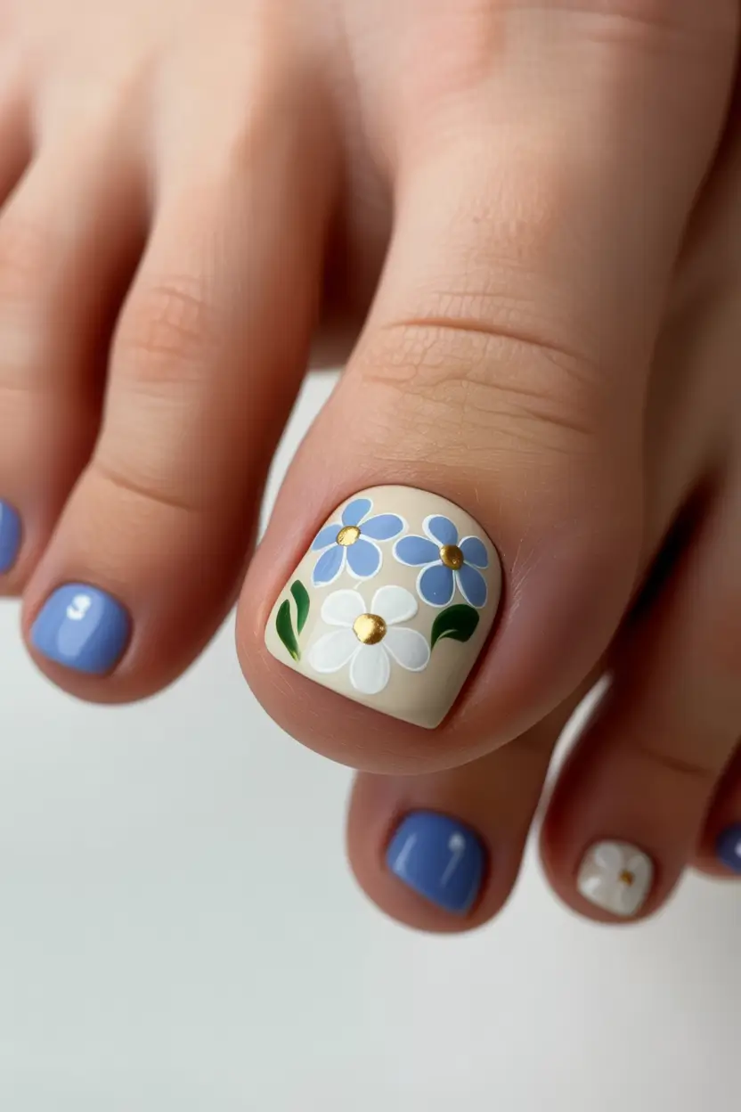 spring toe nails Blue Floral Spring Garden Design