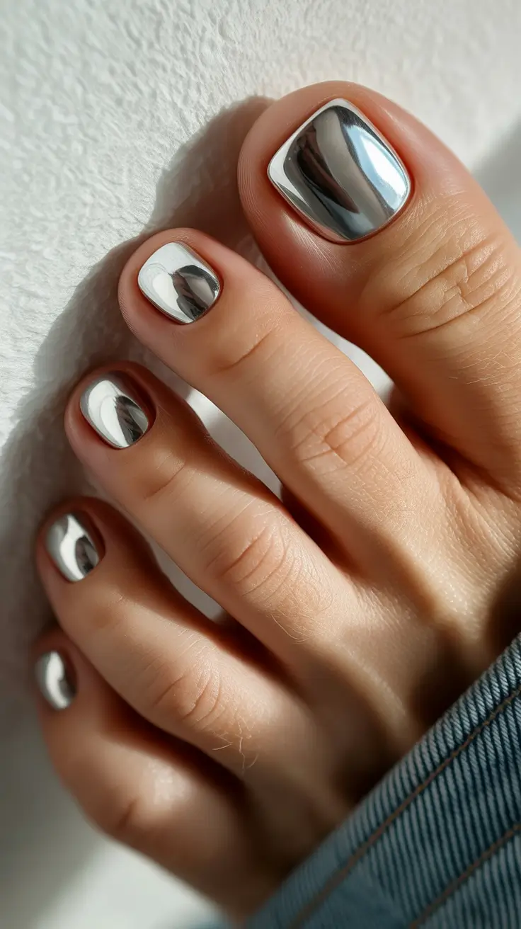 spring toe nails Mirror Chrome Minimalism