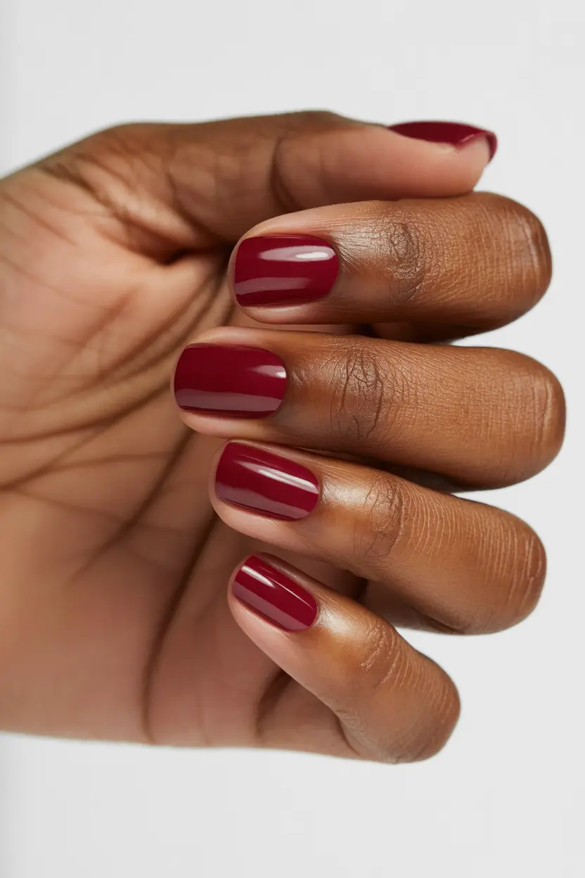 spring nails for dark skin Classic Glossy Red Short Nails That Never Go Out of Style