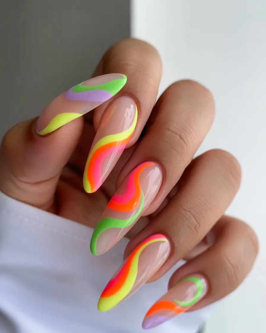 spring stiletto nails Neon Wave Minimalism For Modern Spring