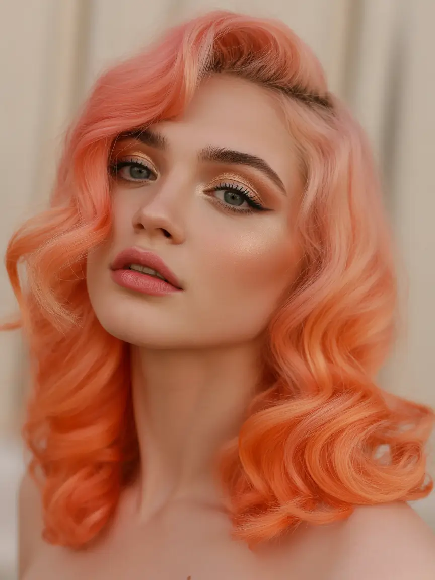 graduation hairstyles ideas 2026 Peach Colored Waves Graduation Style