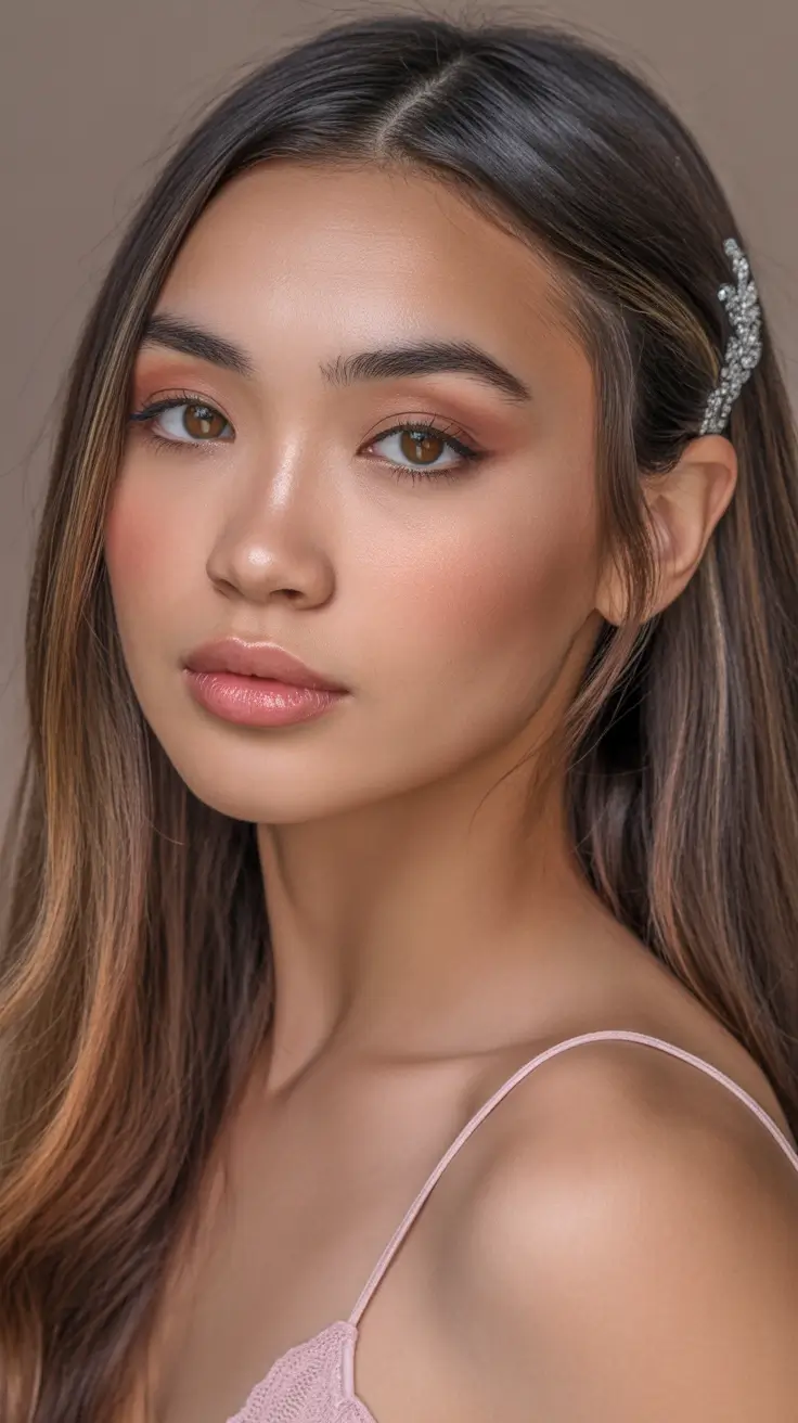 graduation hairstyles ideas 2026 Straight Hair With a Delicate Side Clip for Graduation