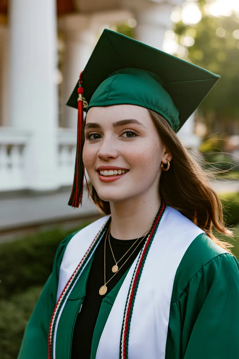 graduation hairstyles with cap ideas 2026 Natural Straight Medium Hair With Classic Cap Fit