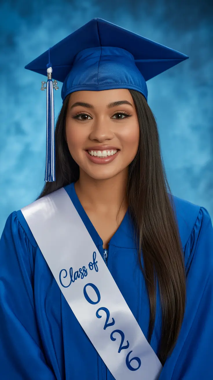 graduation hairstyles with cap ideas 2026 Glossy Long Straight Graduation Hair With Clean Finish