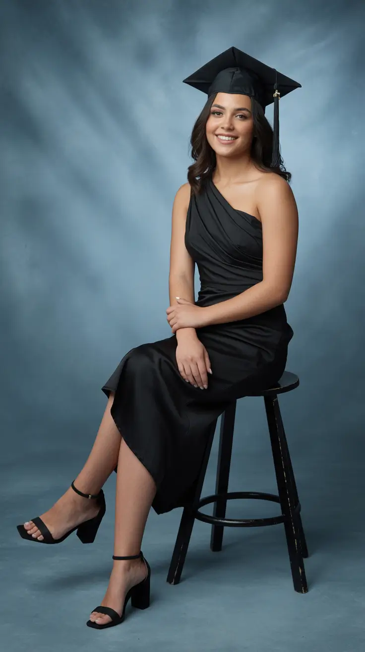 23 graduation look ideas 2026 Minimalist Black Graduation Dress With Modern Elegance