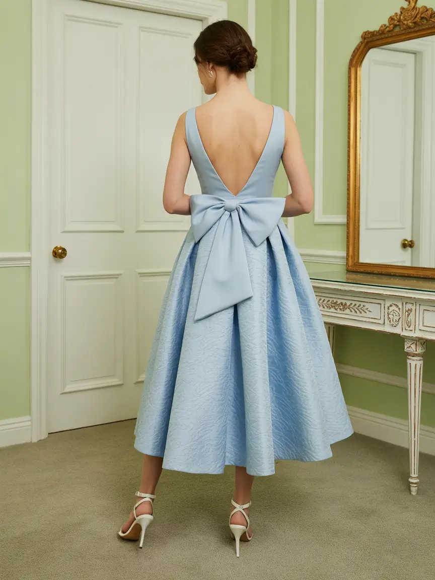 23 graduation look ideas 2026 Powder Blue Bow Back Graduation Party Dress