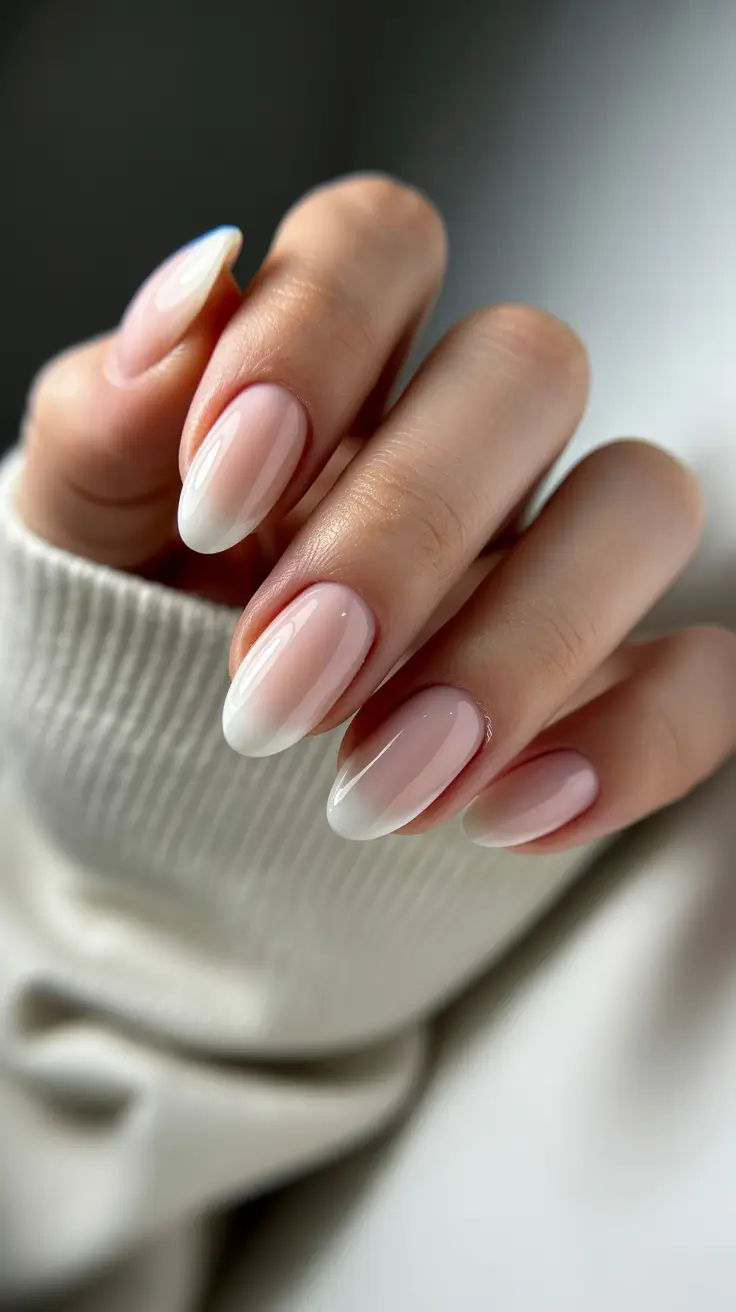 graduation nail color ideas 2026 Milky White Ombre Nails for a Minimal Graduation Look