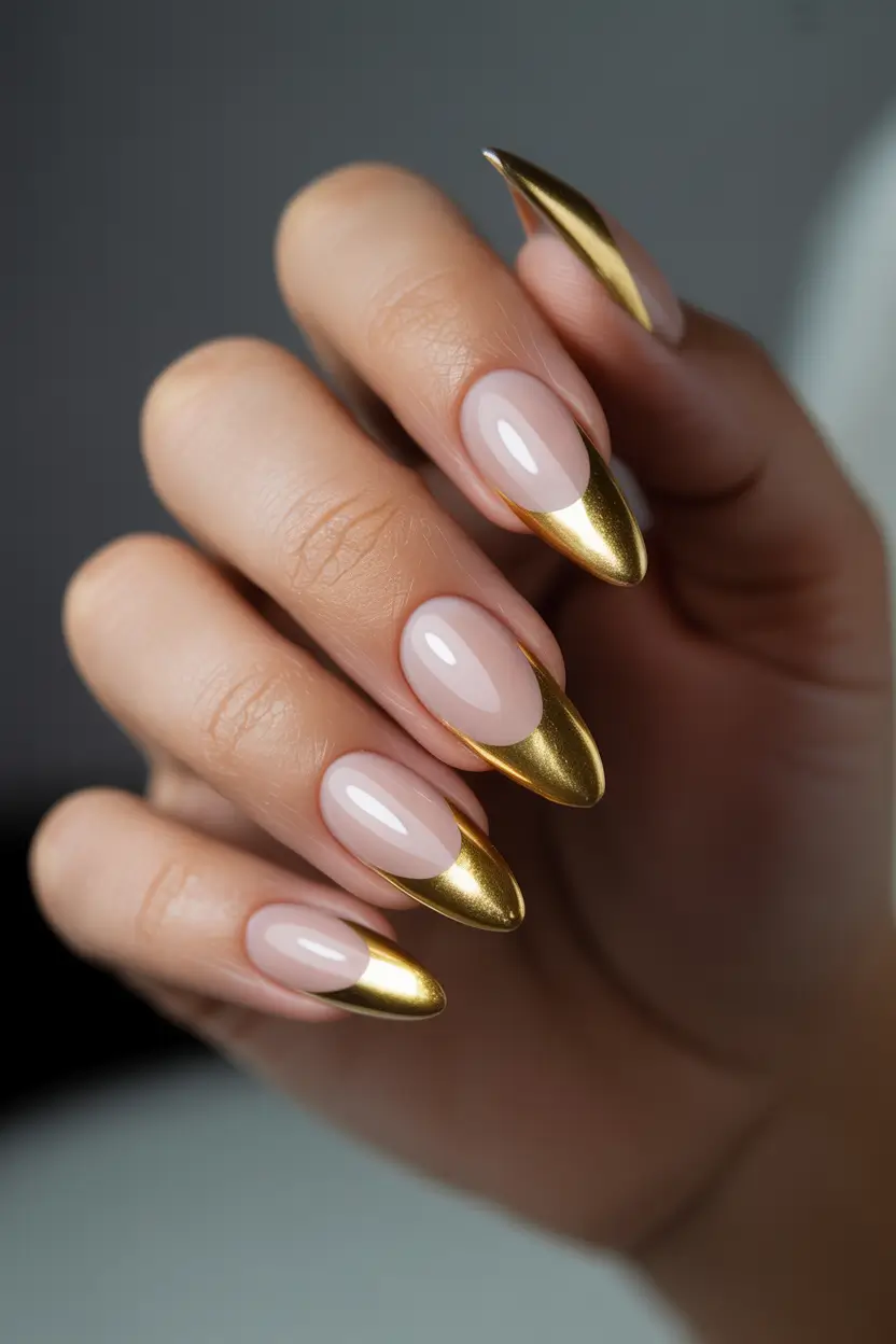 graduation nails ideas 2026 Elegant Nude And Gold Tips For A Modern Graduation Look