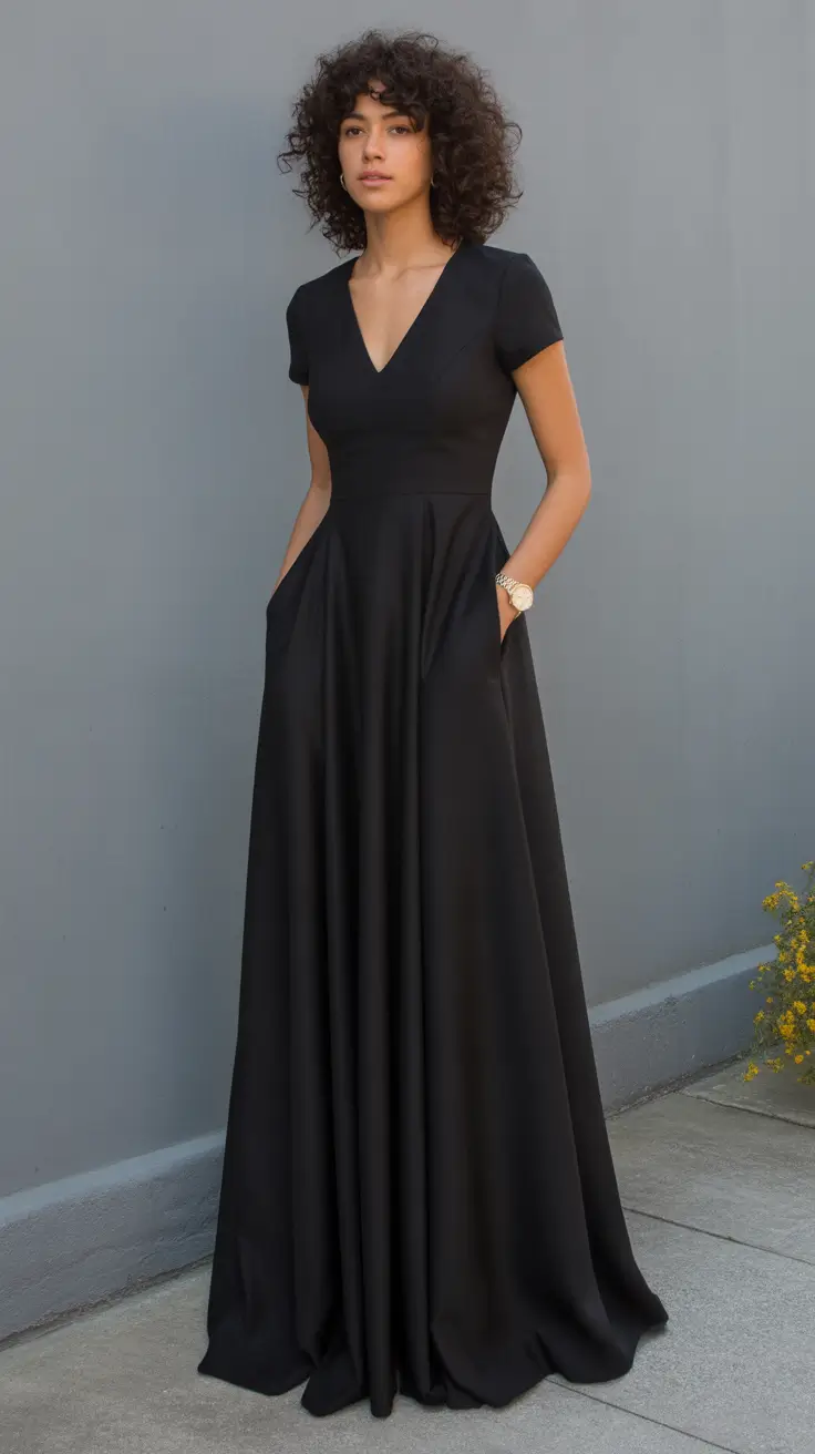 graduation outfit ideas for guest ideas 2026 Minimal Black Maxi Dress That Feels Quietly Powerful