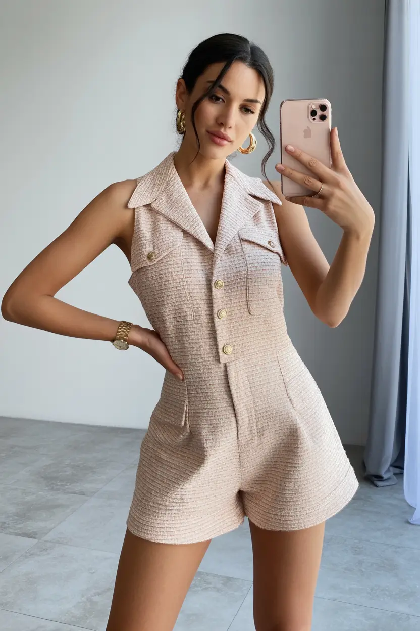 graduation outfit ideas for guest ideas 2026 Tailored Neutral Romper That Feels Fresh And Casual Classy