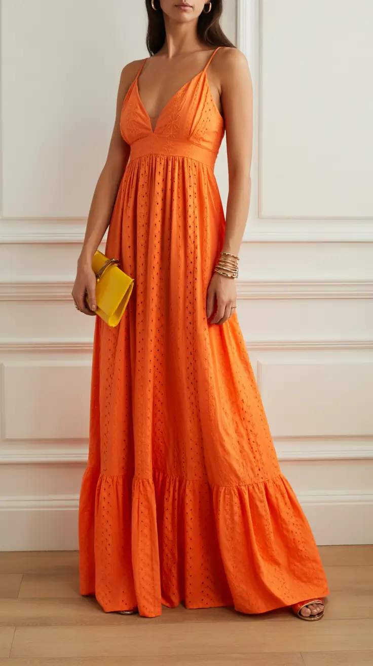 graduation outfit ideas for guest ideas 2026 Bright Orange Maxi Dress That Feels Joyful And Summer Classy
