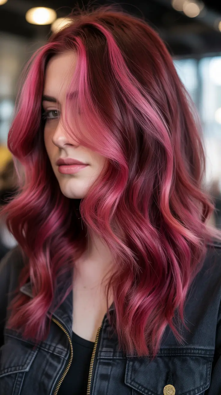 May Hair Color Ideas 2026 Rich Cherry Cola Waves with Dimensional Shine