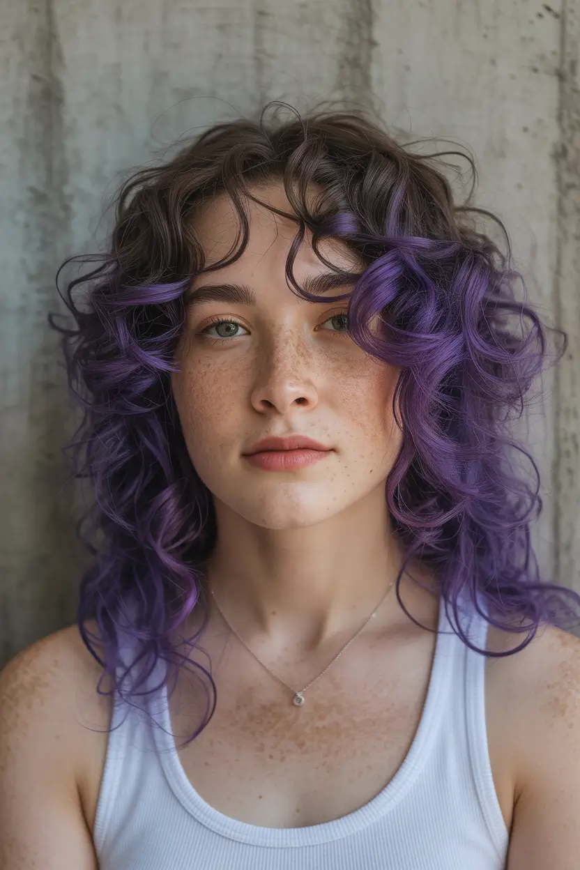 May Hair Color Ideas 2026 Curly Violet Dimension with Natural Depth