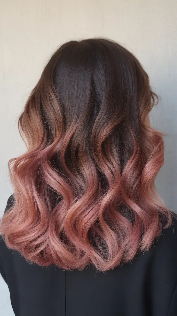 May Hair Color Ideas 2026 Dusty Rose Balayage for Soft Romantic Depth