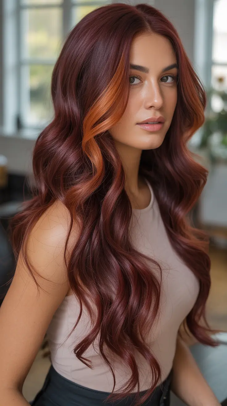 May Hair Color Ideas 2026 Deep Chocolate Brown with Copper Face Frame