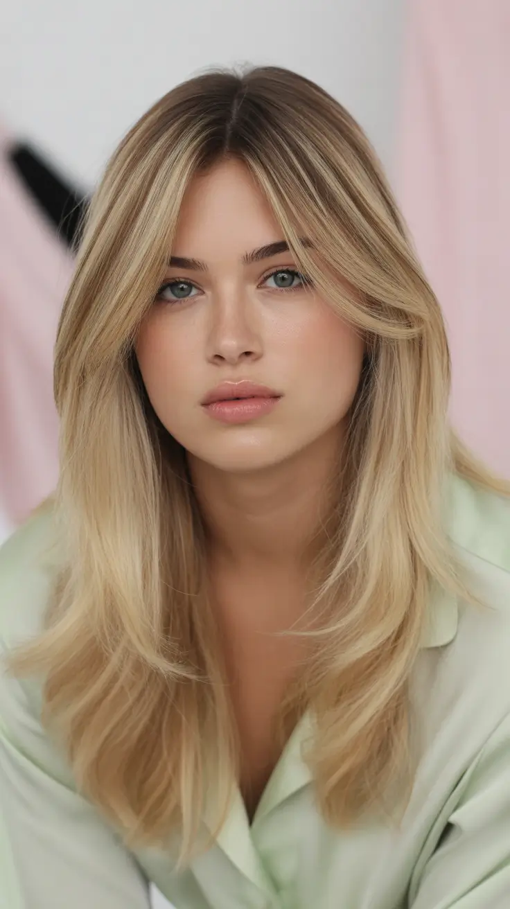 May Hair Color Ideas 2026 Soft Beige Blonde with Face-Framing Light