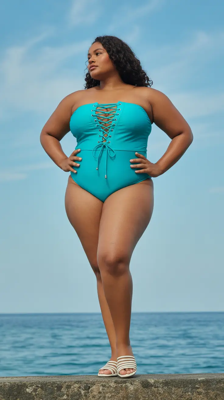23 plus size swimsuit Summer 2026 Lace-Up Turquoise and the Bold Return of Statement Color