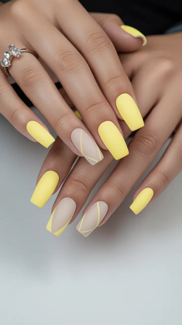 23 pretty spring ballerina nails 2026 Soft Pastel Yellow Minimal Spring Nails
