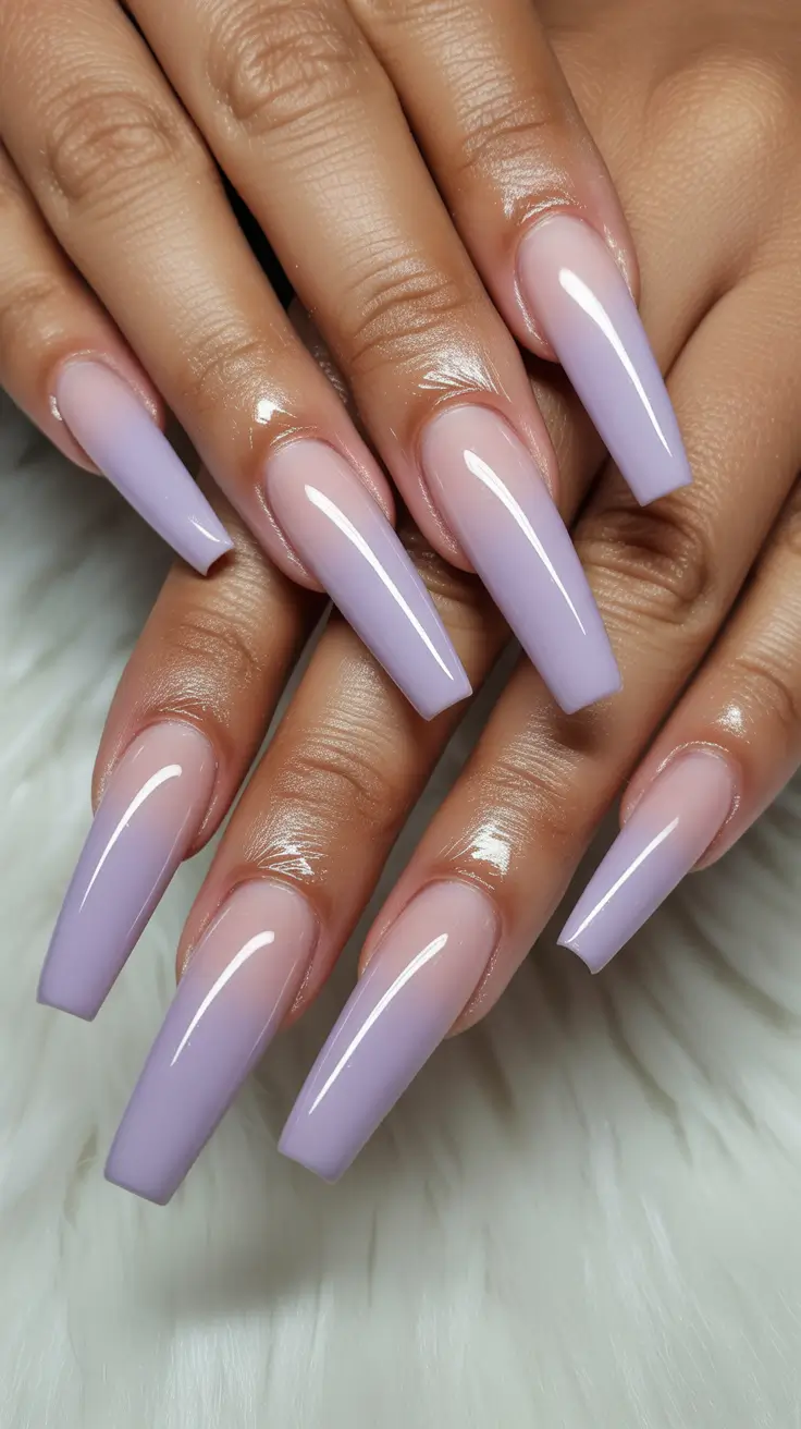 23 pretty spring ballerina nails 2026 Soft Lavender Minimal Ballerina Nails