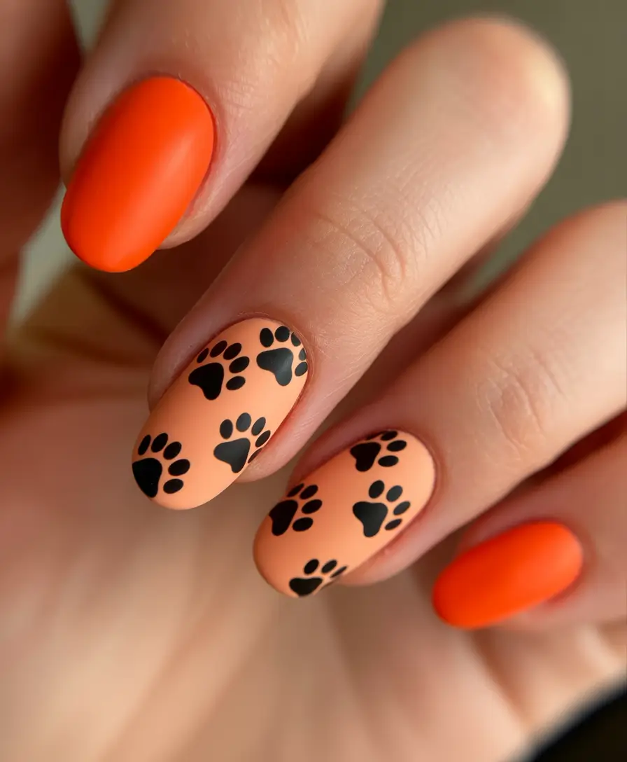 spring oval nails Playful Paw Print Nail Art for Fun Spring Designs