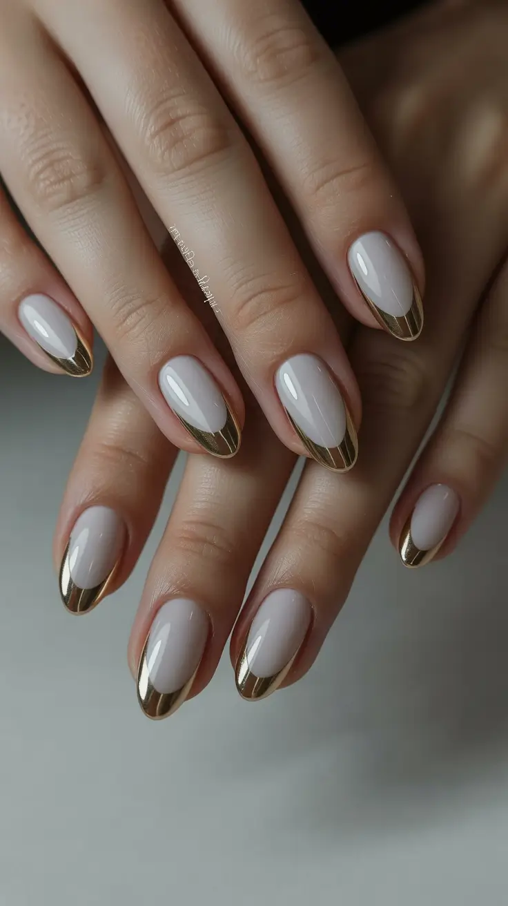 spring oval nails Minimal Gold French for Elegant Spring Oval Nails