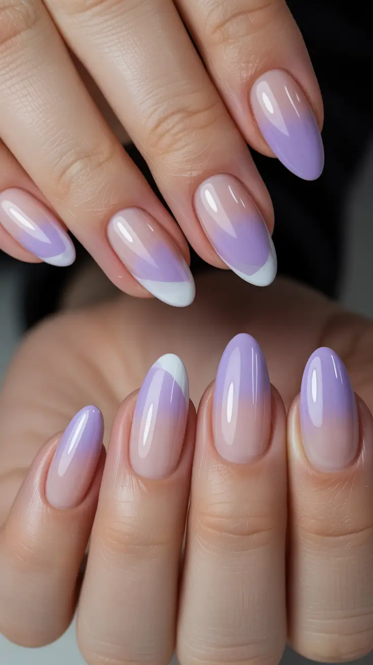 spring oval nails Lavender Ombre French for Soft Spring 2026 Ideas