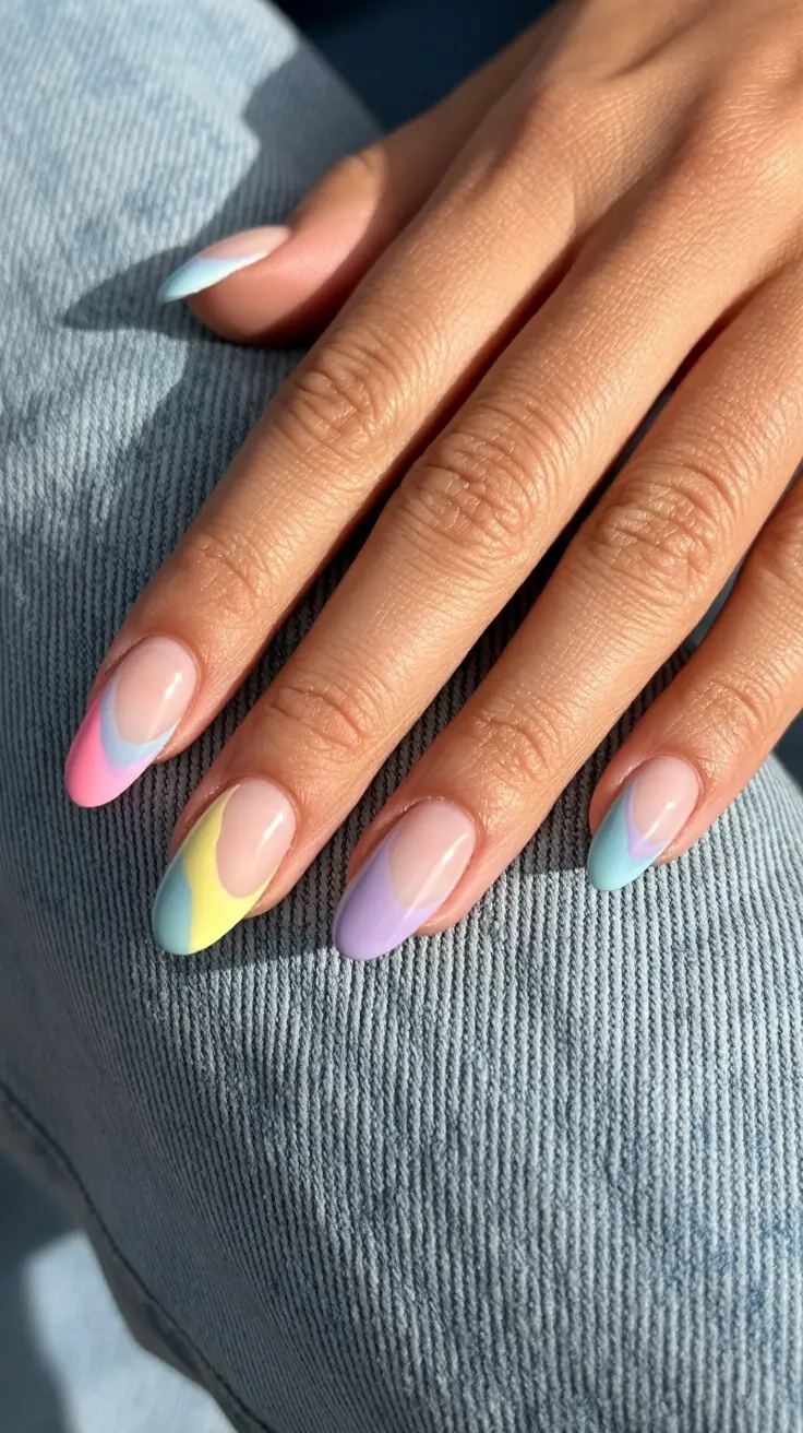 spring oval nails Playful Pastel Waves for Fun Spring Oval Nails Inspo