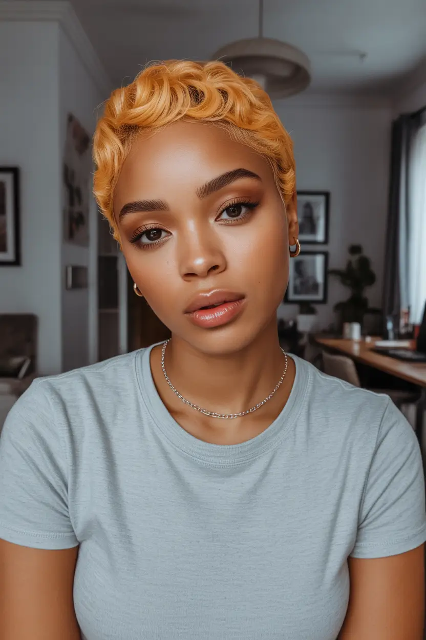 spring hairstyle black women Golden Sculpted Super Short Crop