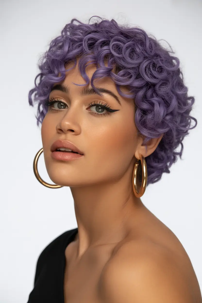 spring hairstyle black women Playful Curly Violet Pixie