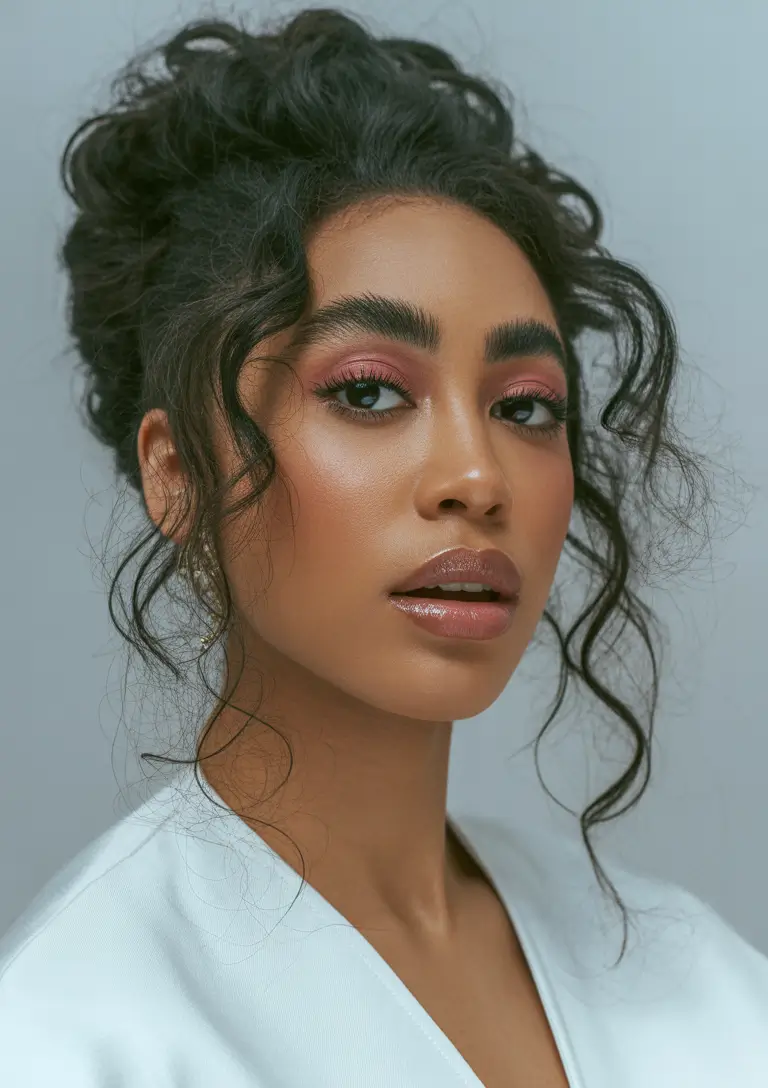 spring hairstyle black women Soft Curly Spring Updo With Loose Tendrils