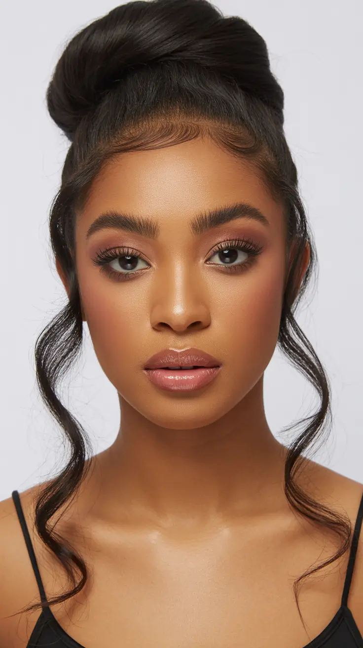 spring hairstyle black women Classic High Bun With Sculpted Face Framing Curls