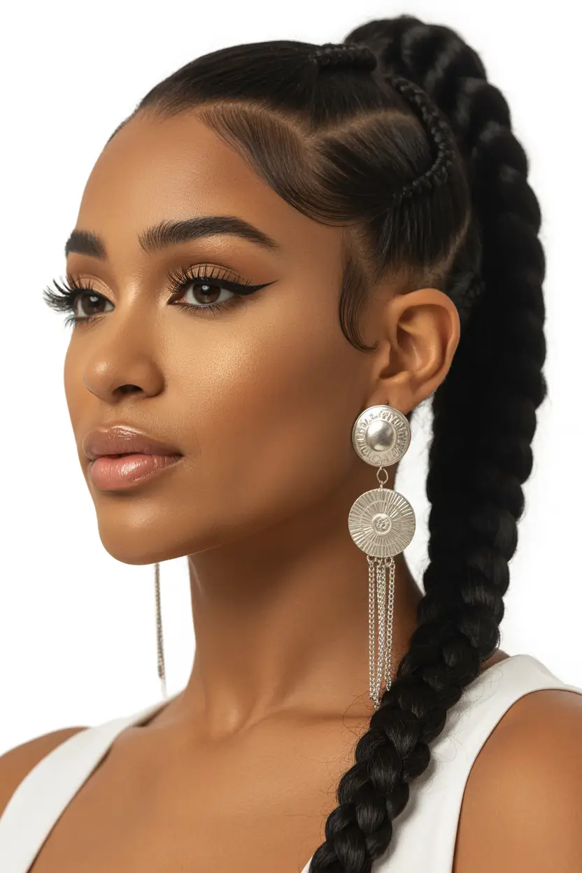 spring hairstyle black women Modern Viking Braided Ponytail