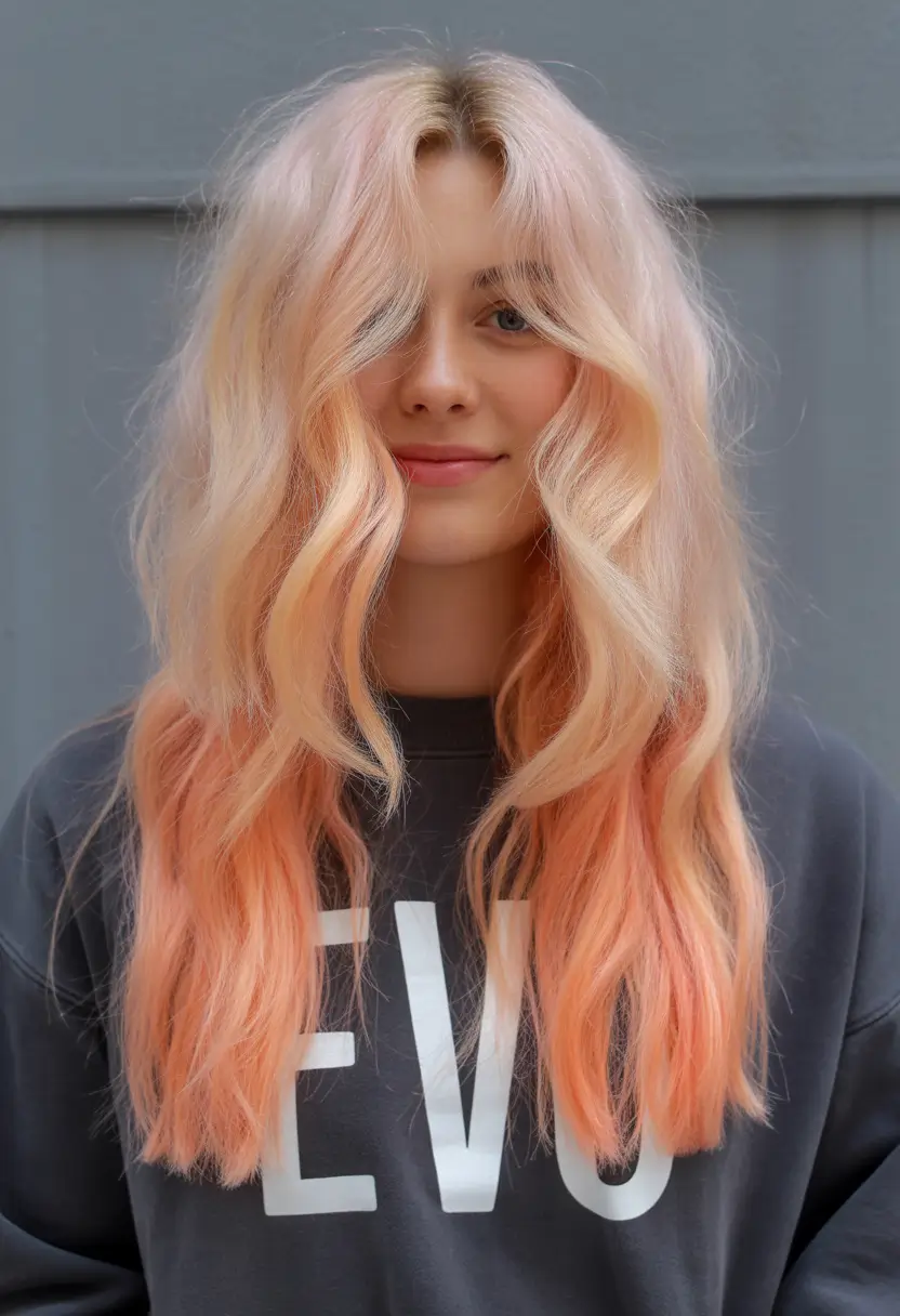 spring to summer season hair color ideas 2026 Soft Cream Blonde With Apricot Ends
