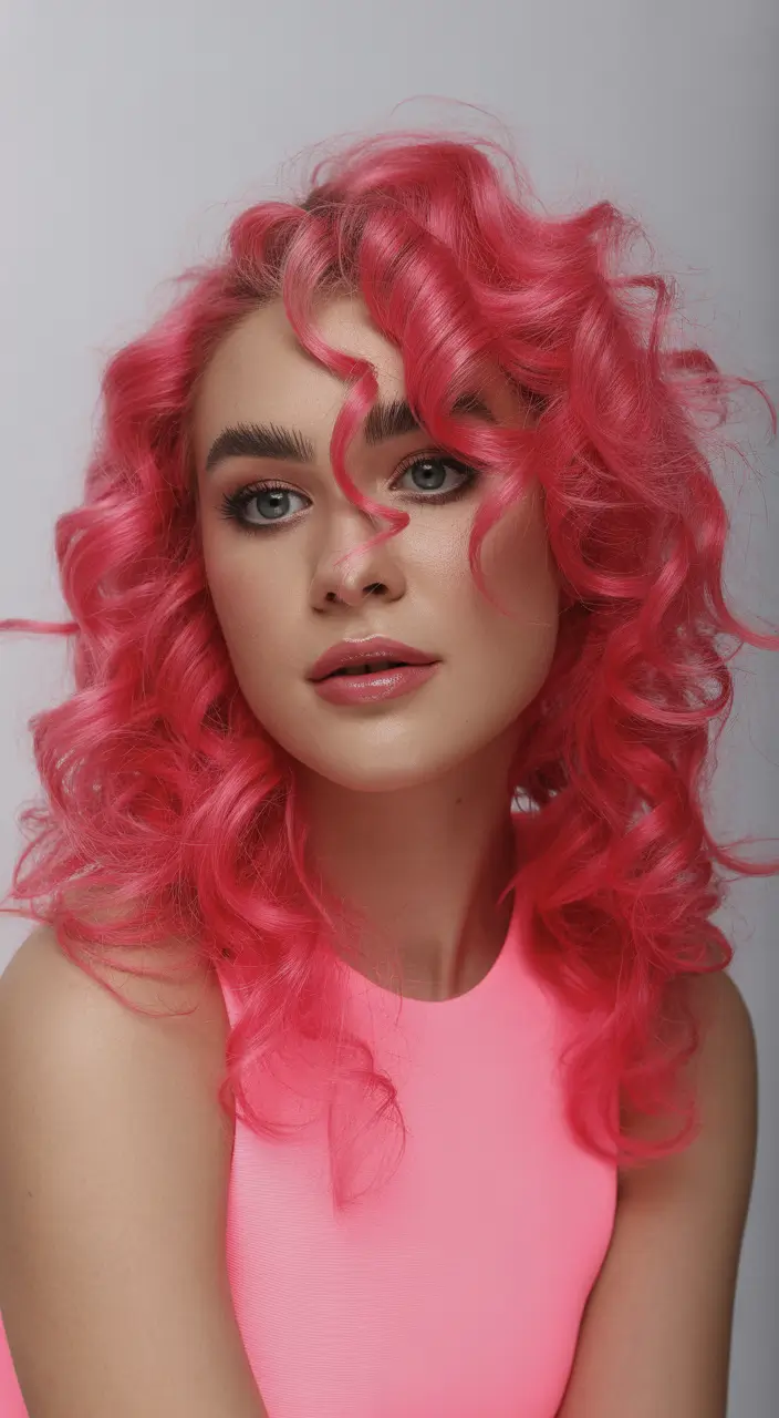spring to summer season hair color ideas 2026 Hot Coral Curls With Bold Summer Energy