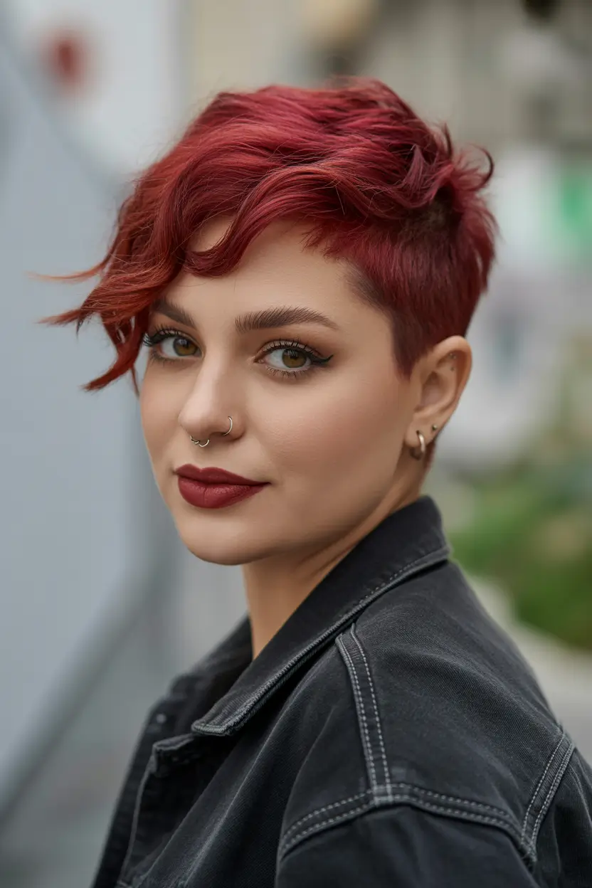 spring to summer season hair color ideas 2026 Short Cherry Red Crop With Effortless Texture