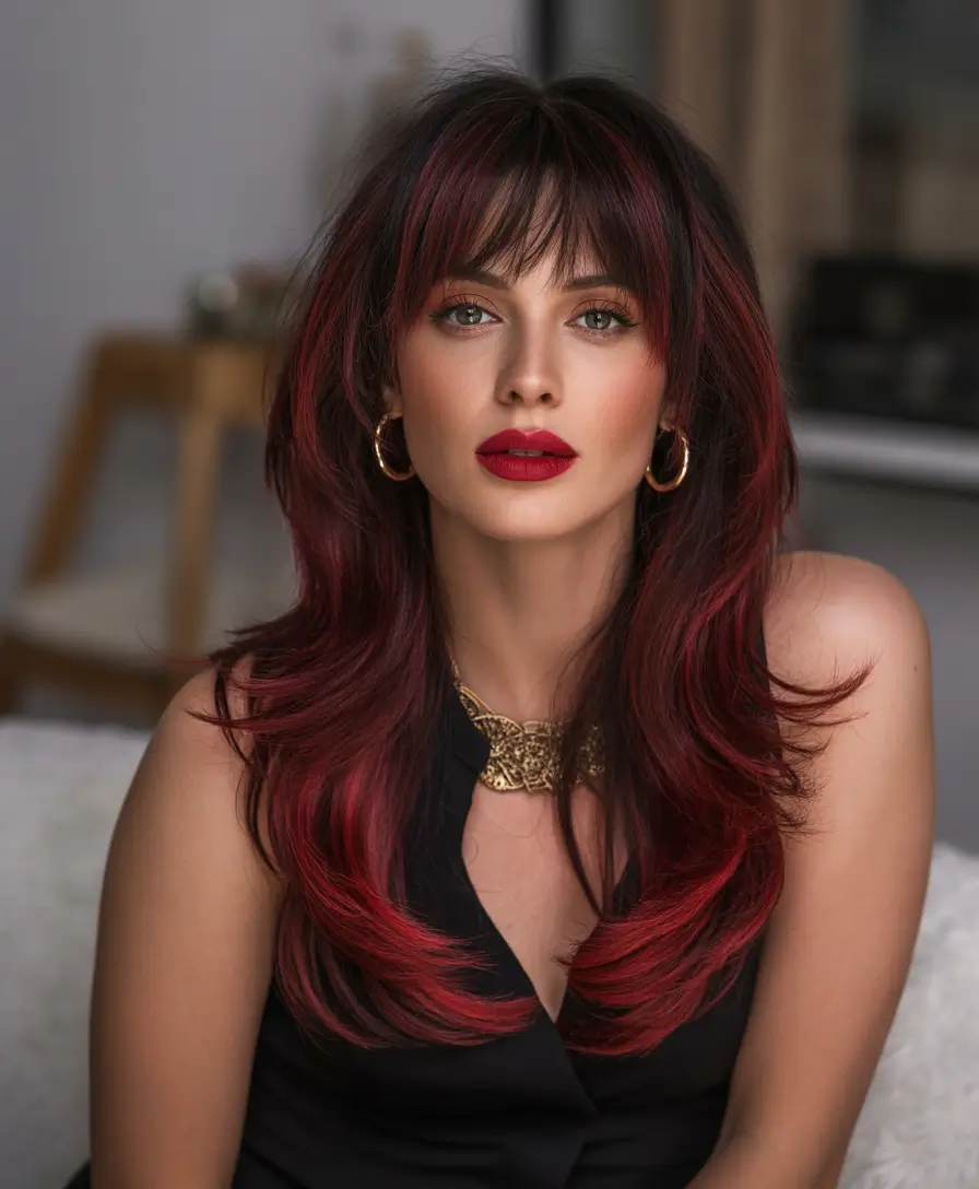 spring to summer season hair color ideas 2026 Soft Burgundy Layers That Make Brunette Hair Glow