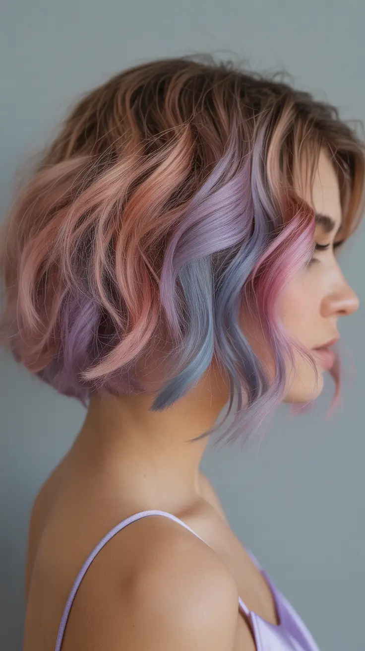 spring to summer season hair color ideas 2026 Pastel Prism Bob That Feels Like Summer Light