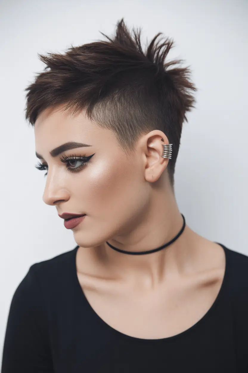 spring to summer season haircuts ideas 2026 Edgy Spiked Pixie With Undercut Detail