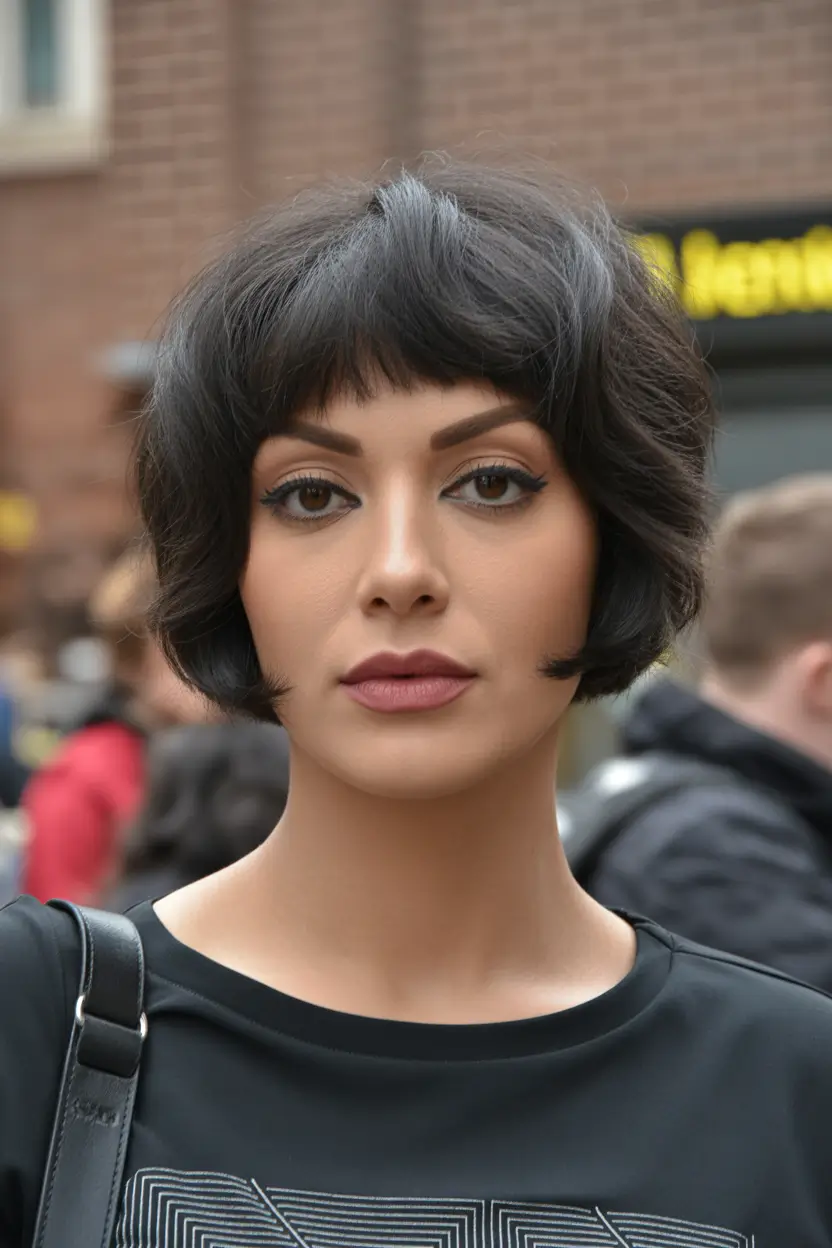 spring to summer season haircuts ideas 2026 Chic Parisian Micro Bob With Baby Bangs