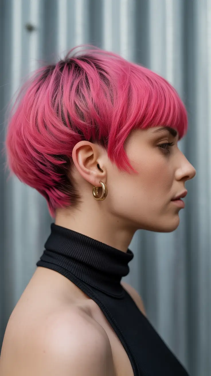 spring to summer season haircuts ideas 2026 Modern Pink Sculpted Crop