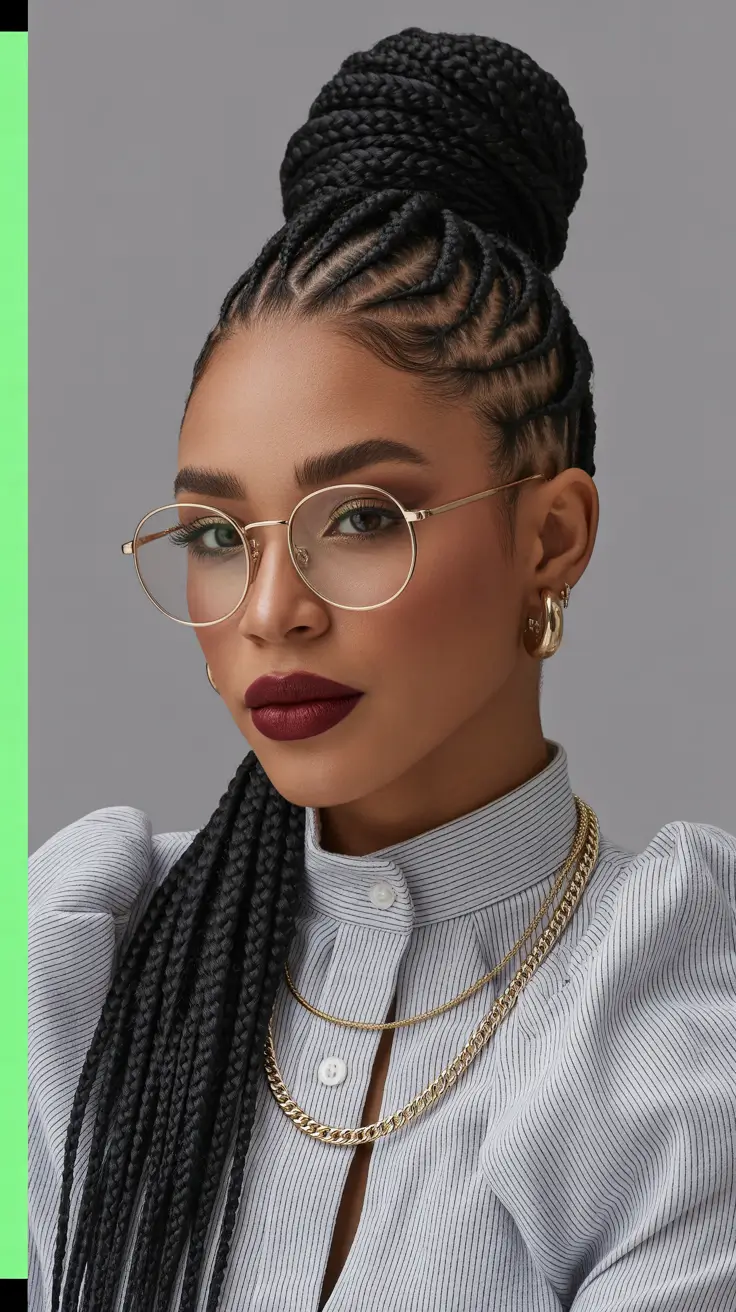 spring to summer season hairstyles ideas 2026 Elegant High Braided Bun With Sleek Crown