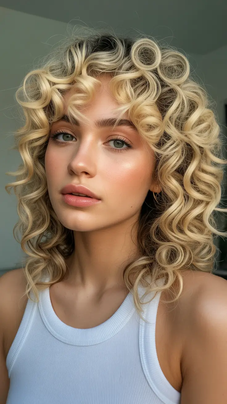 spring to summer season hairstyles ideas 2026 Soft Sculpted Blonde Ringlets With Retro Volume