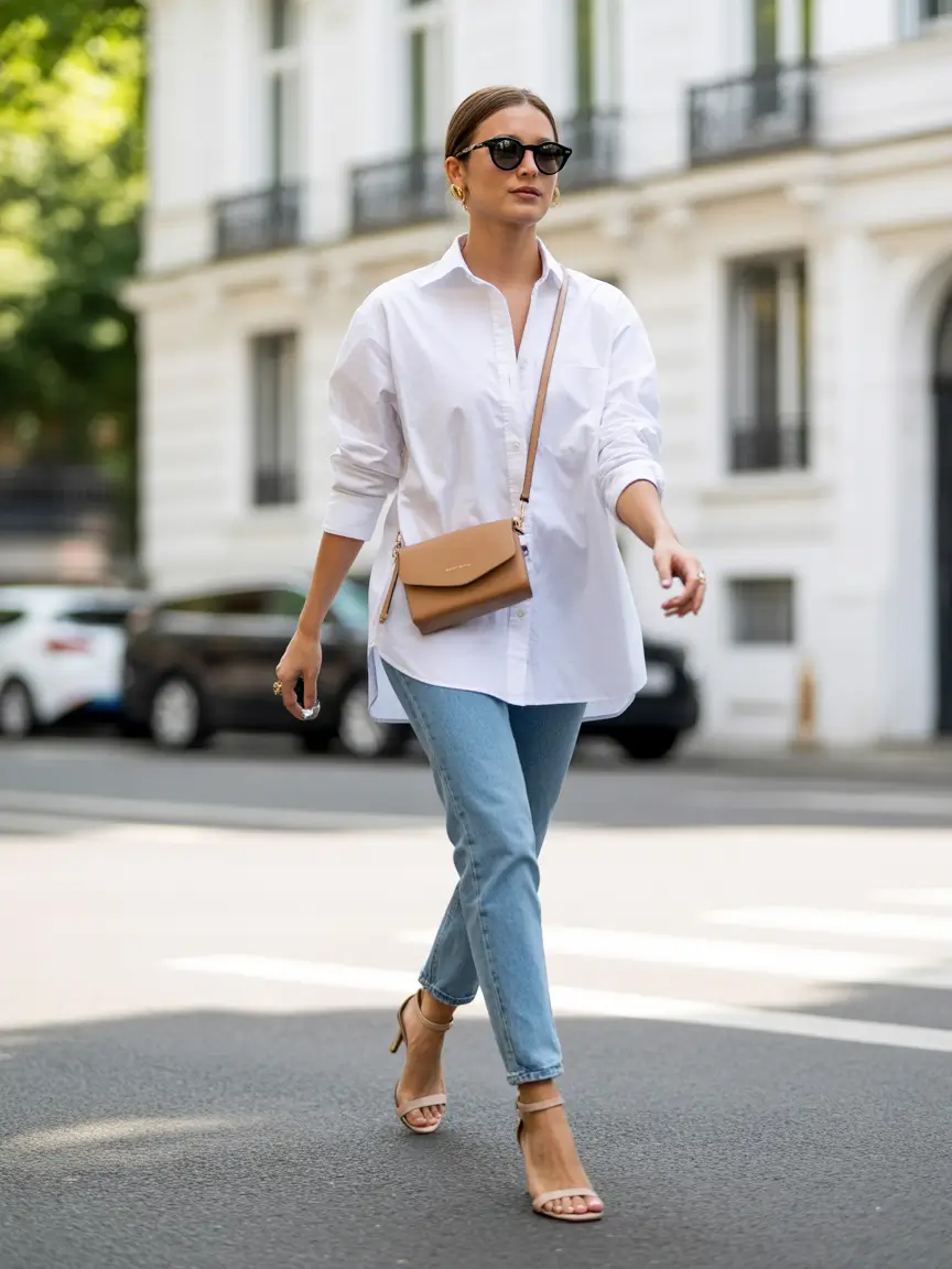 spring to summer season outfits ideas 2026 Relaxed Oversized Shirt With Light Denim For Everyday Movement