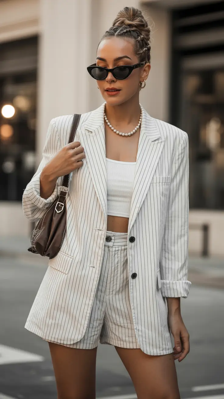 spring to summer season outfits ideas 2026 Light Pinstripe Suit With Relaxed Summer Energy