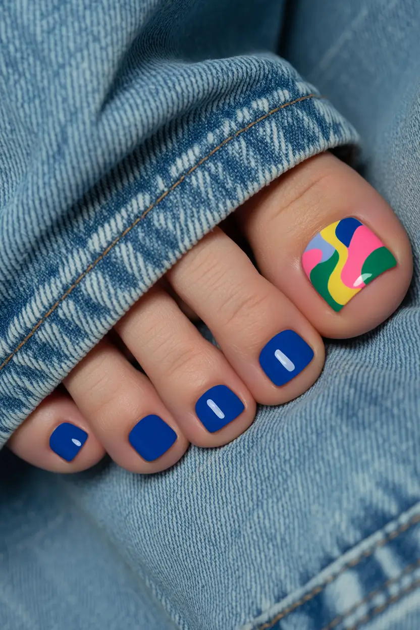 spring toe nail color Bold Abstract Color Block Pedicure For A Playful Spring Statement